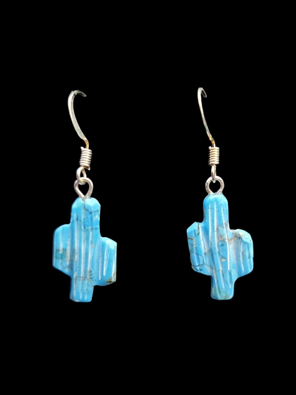 Blue Cactus Drop Earrings - Turquoise Style Women Indian Jewelry